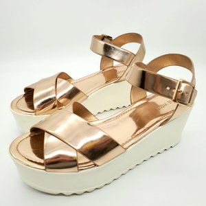 Nine West Dabomb Sz10 Rose Gold Platform Sandals